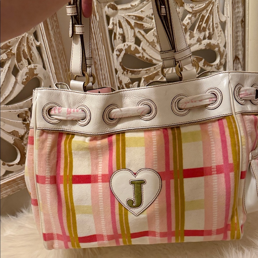 Y2K Authentic Juicy Couture Pink and Yellow Plaid Daydreamer Bag 💕 - Picture 7 of 17